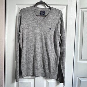 Abercrombie & Fitch Men's Medium Pima Cotton V-neck Sweater Heather Gray